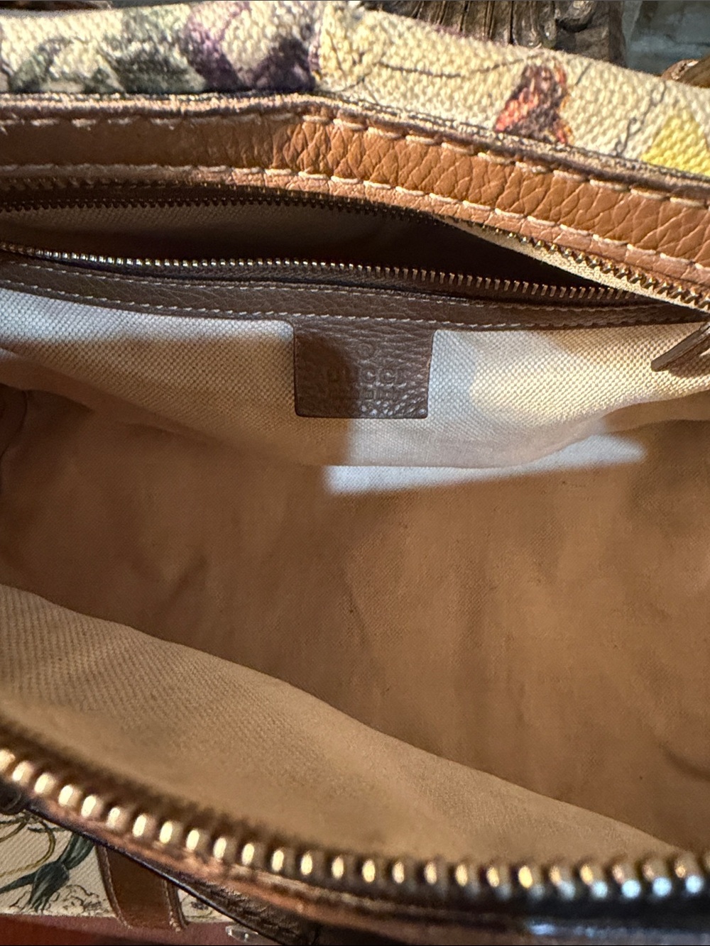 Gucci Floral Flower Leather-Trim Canvas Boston Bag - Picture 15 of 16